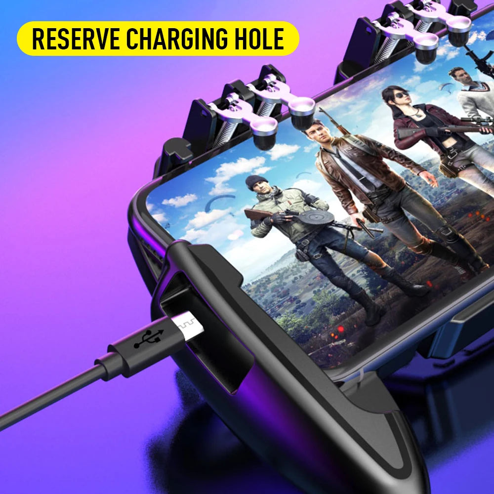 1~5PCS Mobile Joystick Controller Turnover Button Gamepad for PUBG iOS Android Six 6 Finger Operating Gamepad With Cooling Fan