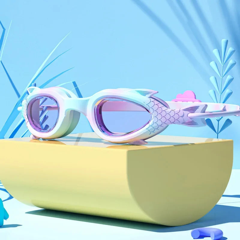NEW 2PCS Set 4 Colors Children Kids 3-18 years old Swimming Goggles Waterproof Anti Fog High-Definition Small Frame Goggles Professional Training Kid's Swimming Goggles Caps Set