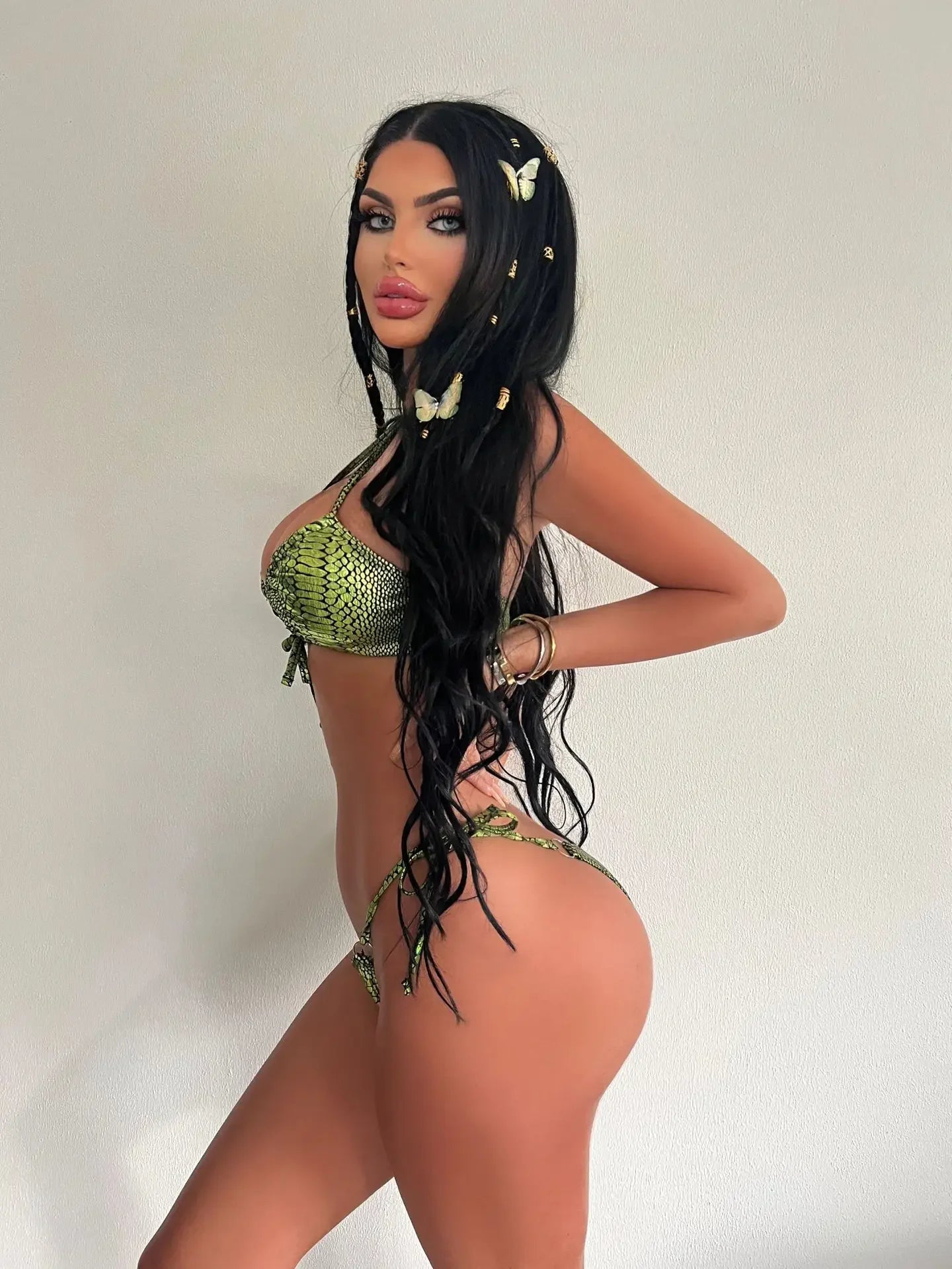 NEW 4 Colors Sexy Thong Bikini Women Green Snake Criss Cross Tie Up Micro Swimsuit Brazilian Bandage Beach Bathing Suit Swimwear