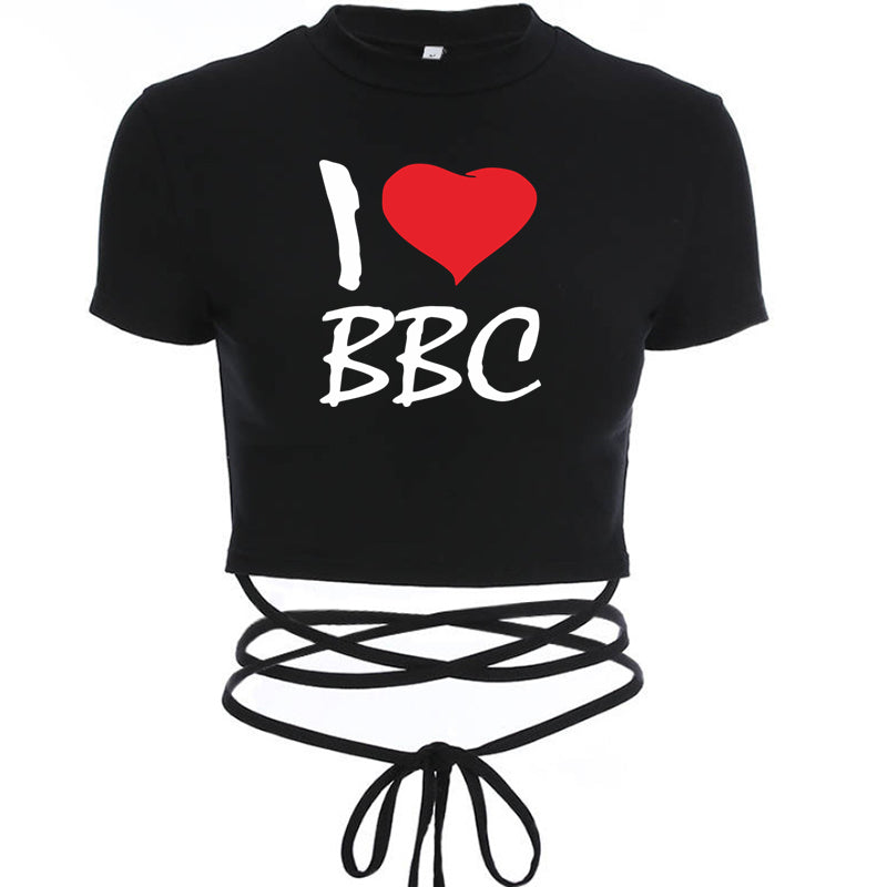 NEW Arrivals Queen of Spade BBC ONLY Summer Women Black Short T-Shirts Ladies Sexy Crop Tops Short Sleeve Bandage Tee Tops Female Shirts
