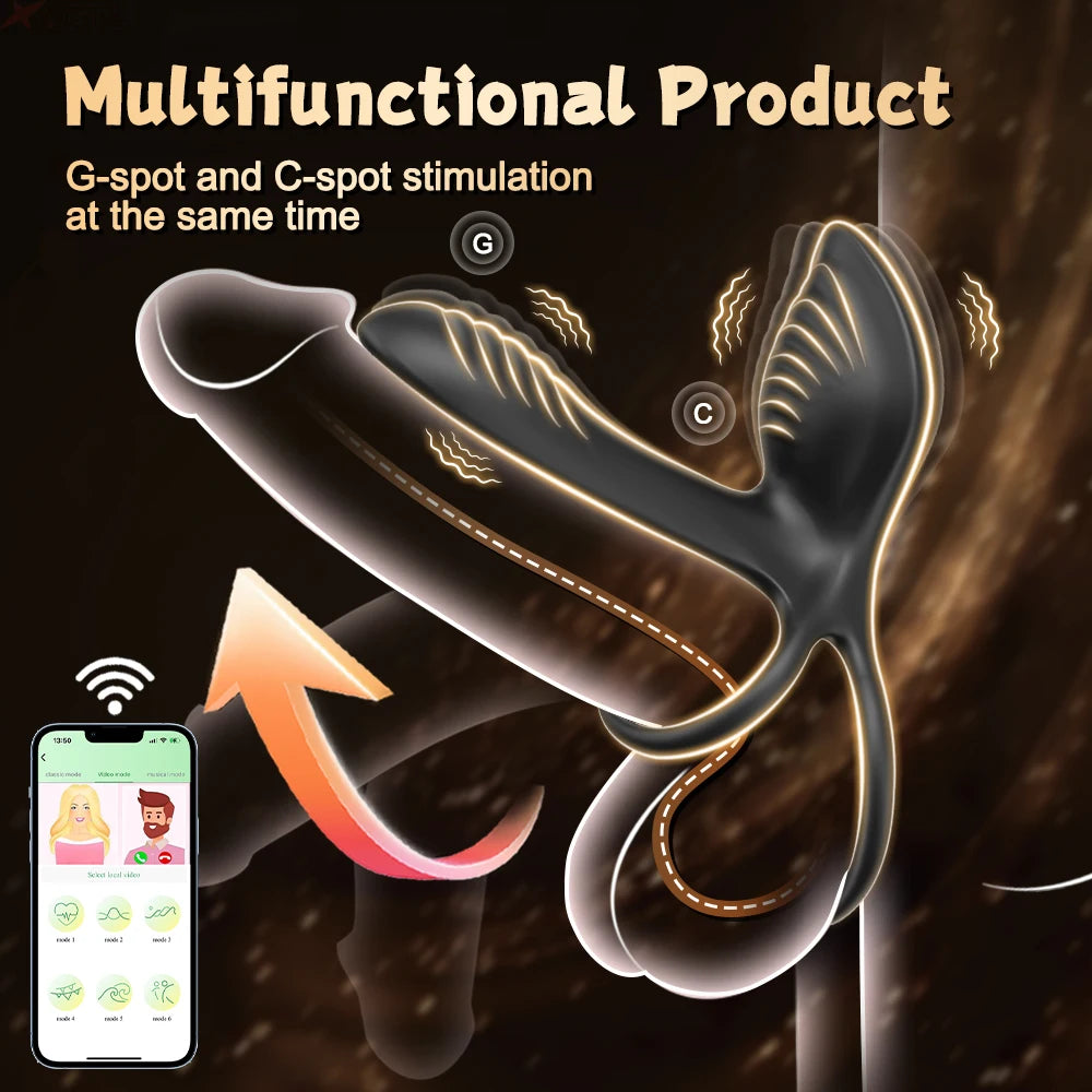NEW Wireless Bluetooth Vibrating Penis Ring Men Delay Ejaculation Cock Ring Vibrator Clitoris G Spot Stimulation Sex Toys for Couple Adults 18+