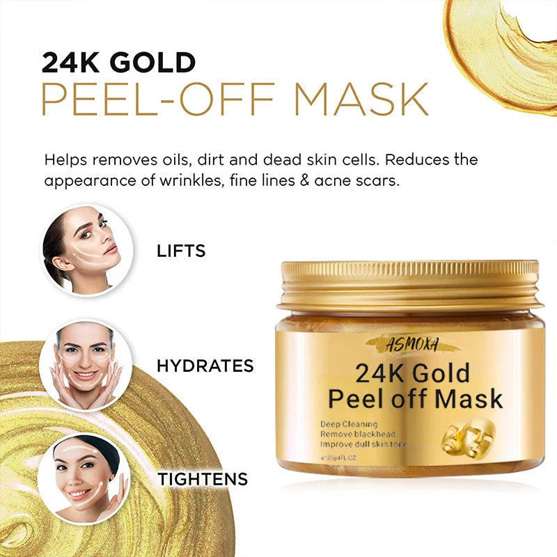 NEW Arrivals Korean 24K Gold Peel-Off Mask to Remove Blackheads and Acne and Cleanse Facial Masks Moisturizing Firming Brightening Korean Skin Care Products