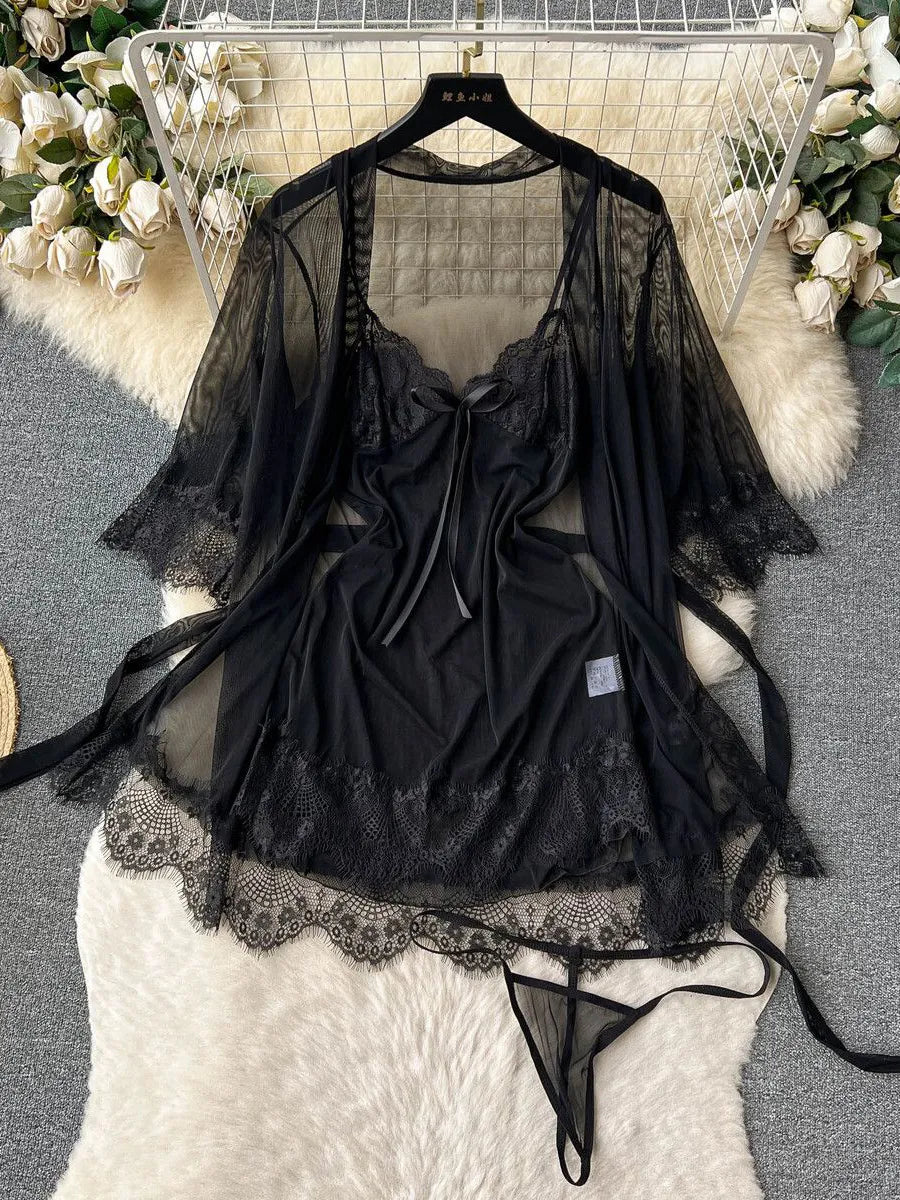 Women's Hollow Combination Bodysuit Slim Fit Erotic Mesh Lace Jumpsuit Bodysuit Sexy Fashion Pajamas