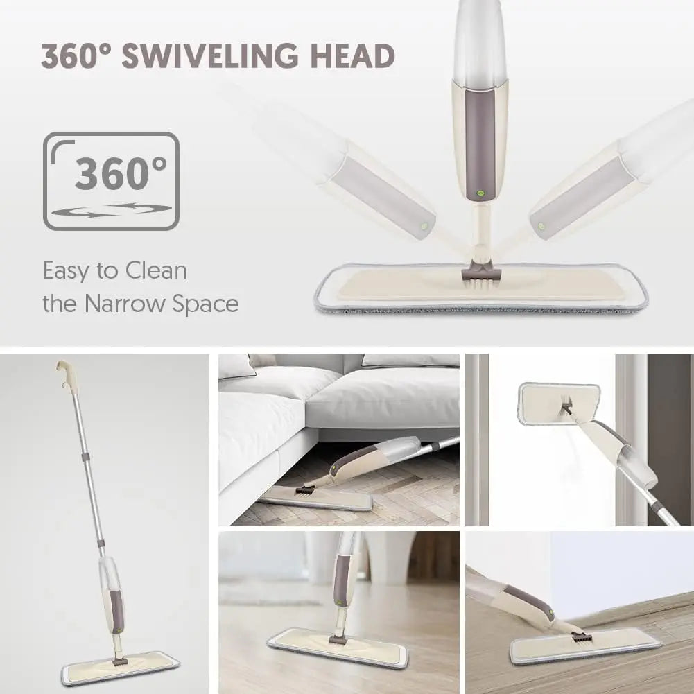 NEW Arrivals Spray Mop Broom Set + 4 Cloths Set Magic Flat Mops for Floor Home Cleaning Tool Brooms Household with Reusable Microfiber Pads Rotating Mop Home Appliances