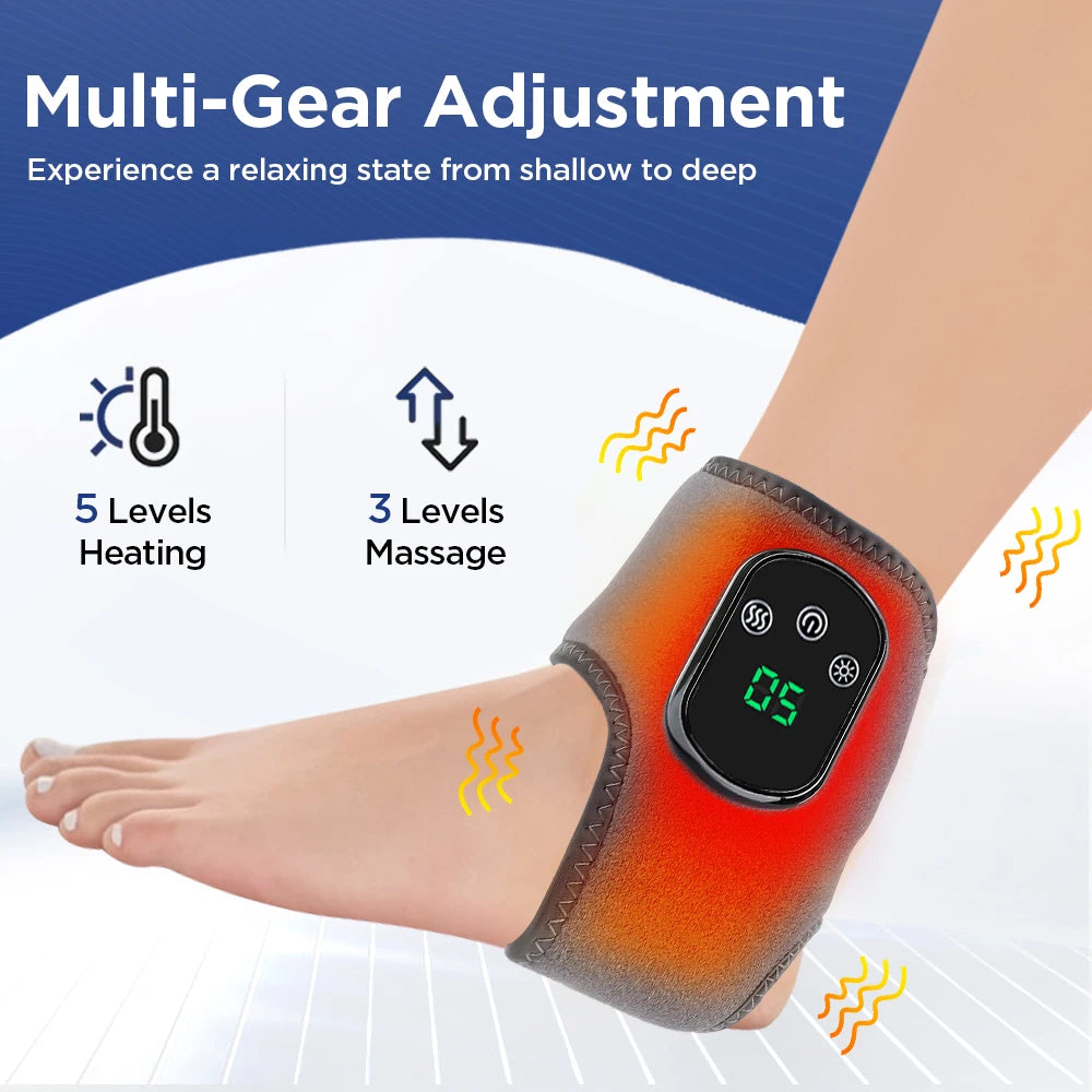 BRAND NEW 2PCS Set Electric Foot Ankle Massager Vibration Hot Compress Ankle Massage Brace Joint Sprain Protection Heating Pad Pain Relief Health Care Supplies