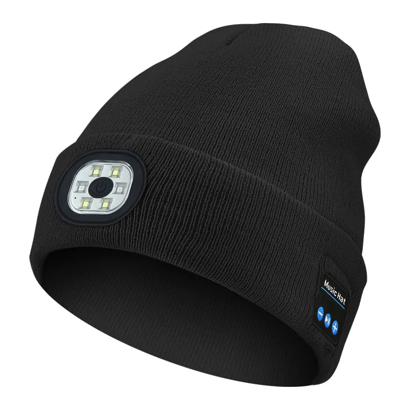 NEW Arrivals Outdoor Sport Wireless Headphone Knit Hat Beanie Earphone Bluetooth 5.0 Stereo Speakers LED Light Cap Smart Earbuds With MIC Women Men Sports Supplies