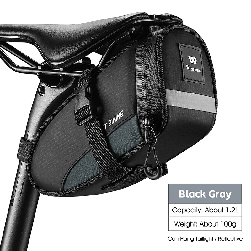 NEW Arrivals Mini Bicycle Saddle Bag Waterproof Storage Tail Rear Pouch Accessory Kit Tool Reflective MTB Road Bicycle Bag Accessories Sports Supplies
