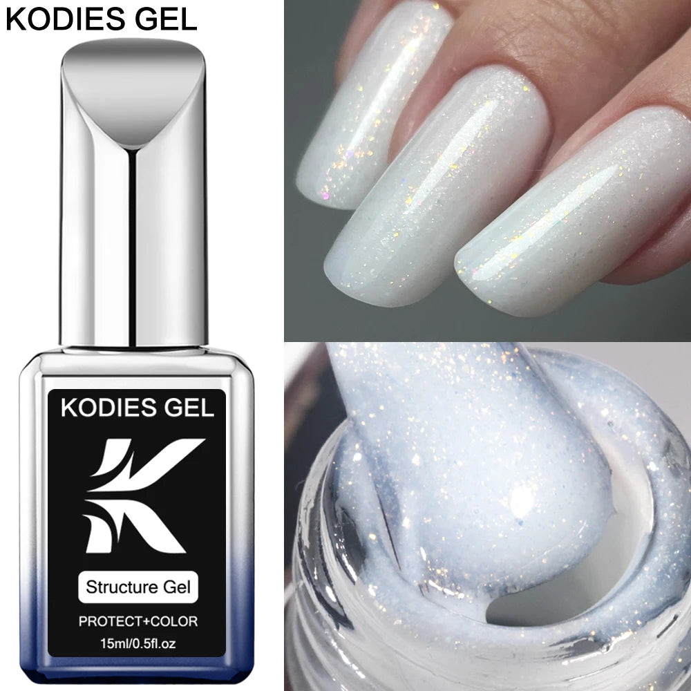 NEW Arrivals Korean Gel Keratin Kitty White Rubber Base Gel Nail Polish Pearl Shine 15ML Semi Permanent UV Self Leveling Structure Construction Gels Ladies Cosmetic Accessories Manicure Beauty Salon Supplies