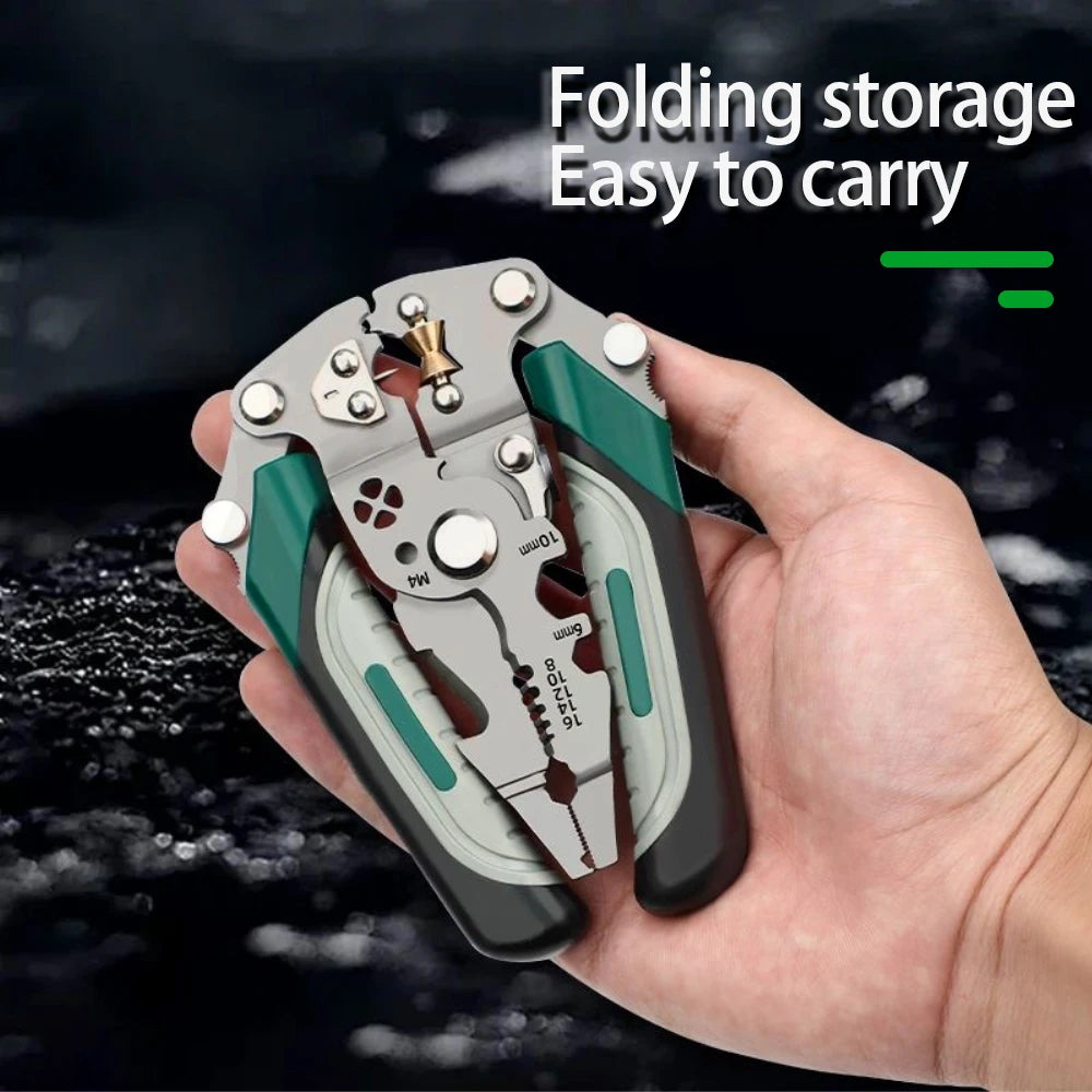 NEW Arrivals Foldable Wire Stripper, Pulley Design Multi-Function Electrician Wire Splitter Wire Winding Pliers Crimping Pliers Hand Tool