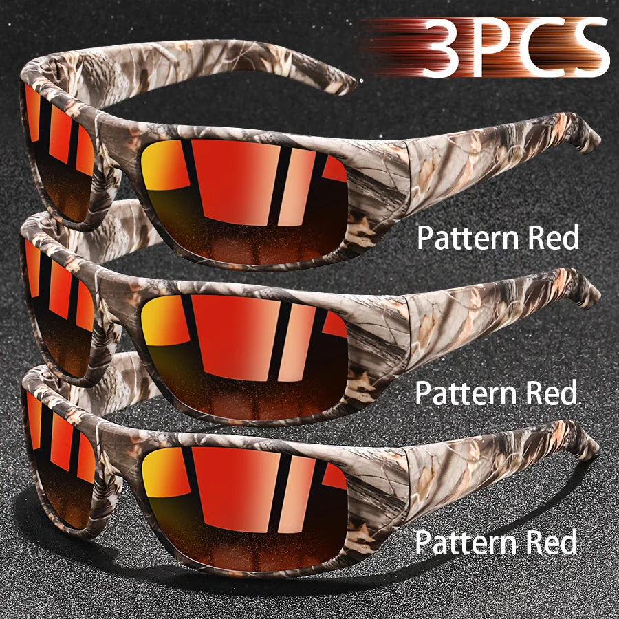 NEW Arrivals 3PCS Set Fashion Vintage Fishing Cycling Sports Sunglasses Men Women Running Mountaineering Sport Man Sun Glasses UV400 Eyewear