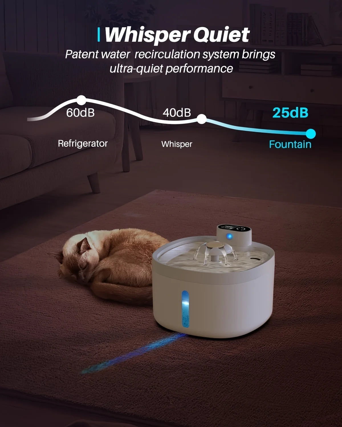 NEW Arrivals Pet Automatic Water Dispenser, Non Plug in Cat Water Dispenser, Stainless Steel Wireless Constant Temperature Water Dispenser Pets Supplies