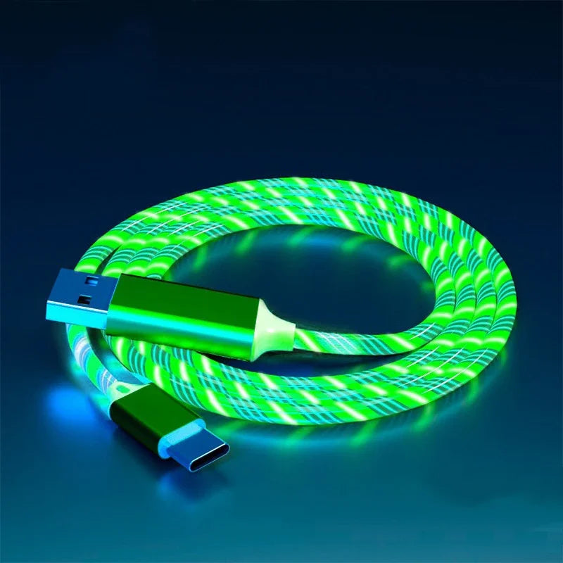NEW Arrivals Luminous LED Light 5A 1M 2M USB Type C Fast Charging Cable for iPhone 15 16 Pro Max Xiaomi Samsung OPPO Huawei Mobile Phones Accessories