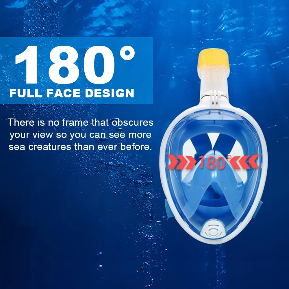 Underwater Snorkeling Full Face Children Swimming Mask Set Scuba Diving Respirator Masks Anti Fog Safe Breathing for Kids Adult