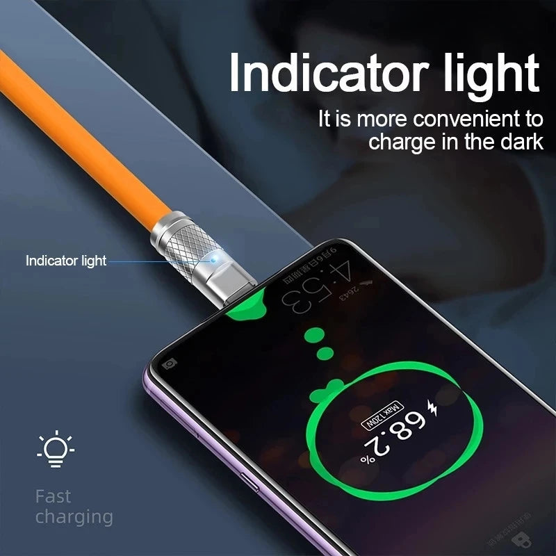 NEW Arrivals 3PCS Set 120W Super Fast Charge Type-C Liquid Silicone Cable Quick Charge USB C Lines For Xiaomi Huawei Samsung USB Phone Data Wire