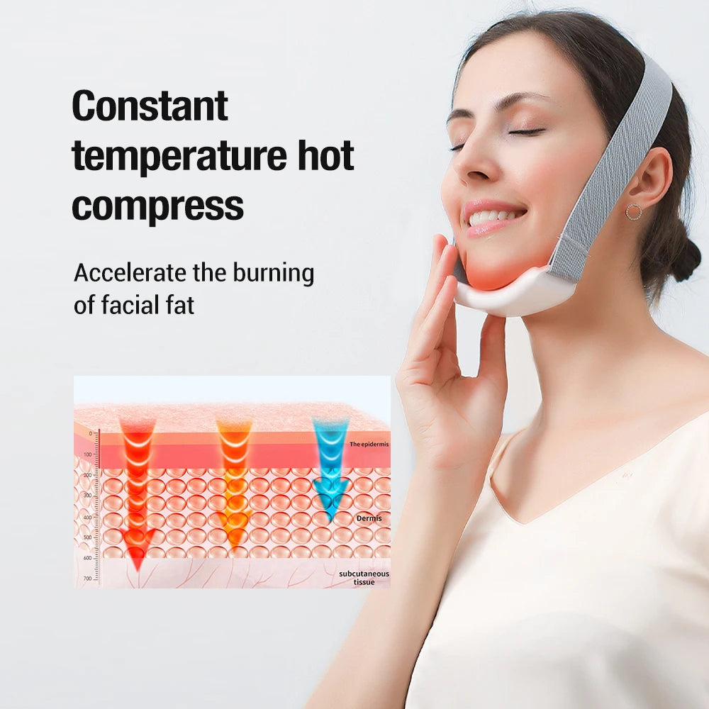 EMS Microcurrent V Face Instrument Double Chin Remover Lifting Vibration Hot Compress Facial Massager Facial Lifting Skin Care