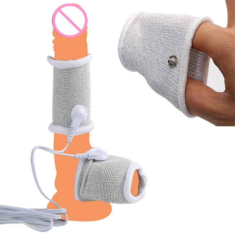 Electro Shock Therapy Conductive Elastic Penis Ring,Electric Play Cock And Ball Stretcher,E-stim Bdsm Toy,Men Electro Stimulator