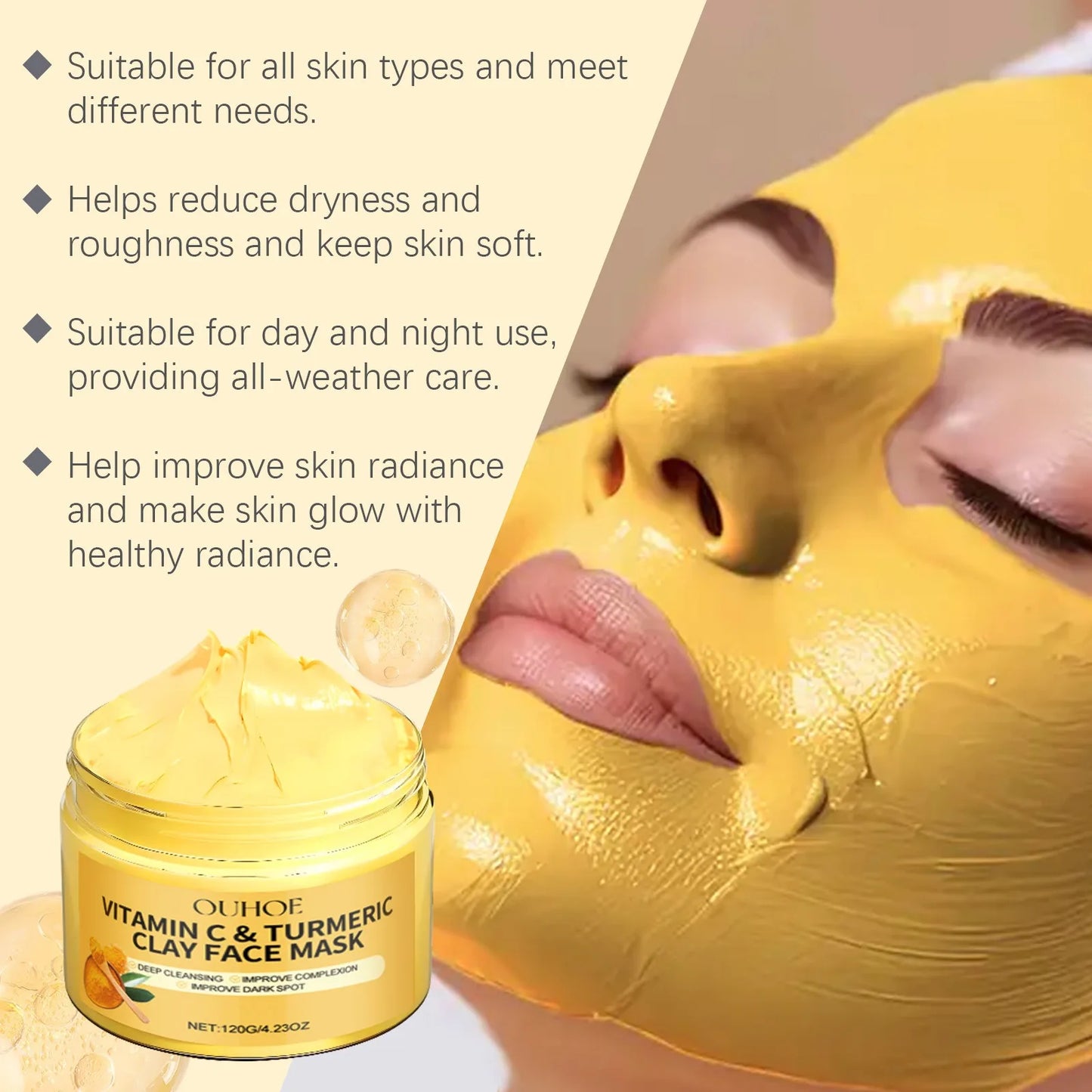 NEW Arrivals Vitamin C Exfoliating Korean Facial Mask Turmeric Exfoliating Mask Improve Pore Deep Cleaning Skin Care Products