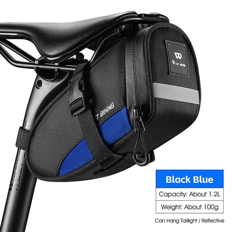 NEW Arrivals Mini Bicycle Saddle Bag Waterproof Storage Tail Rear Pouch Accessory Kit Tool Reflective MTB Road Bicycle Bag Accessories Sports Supplies