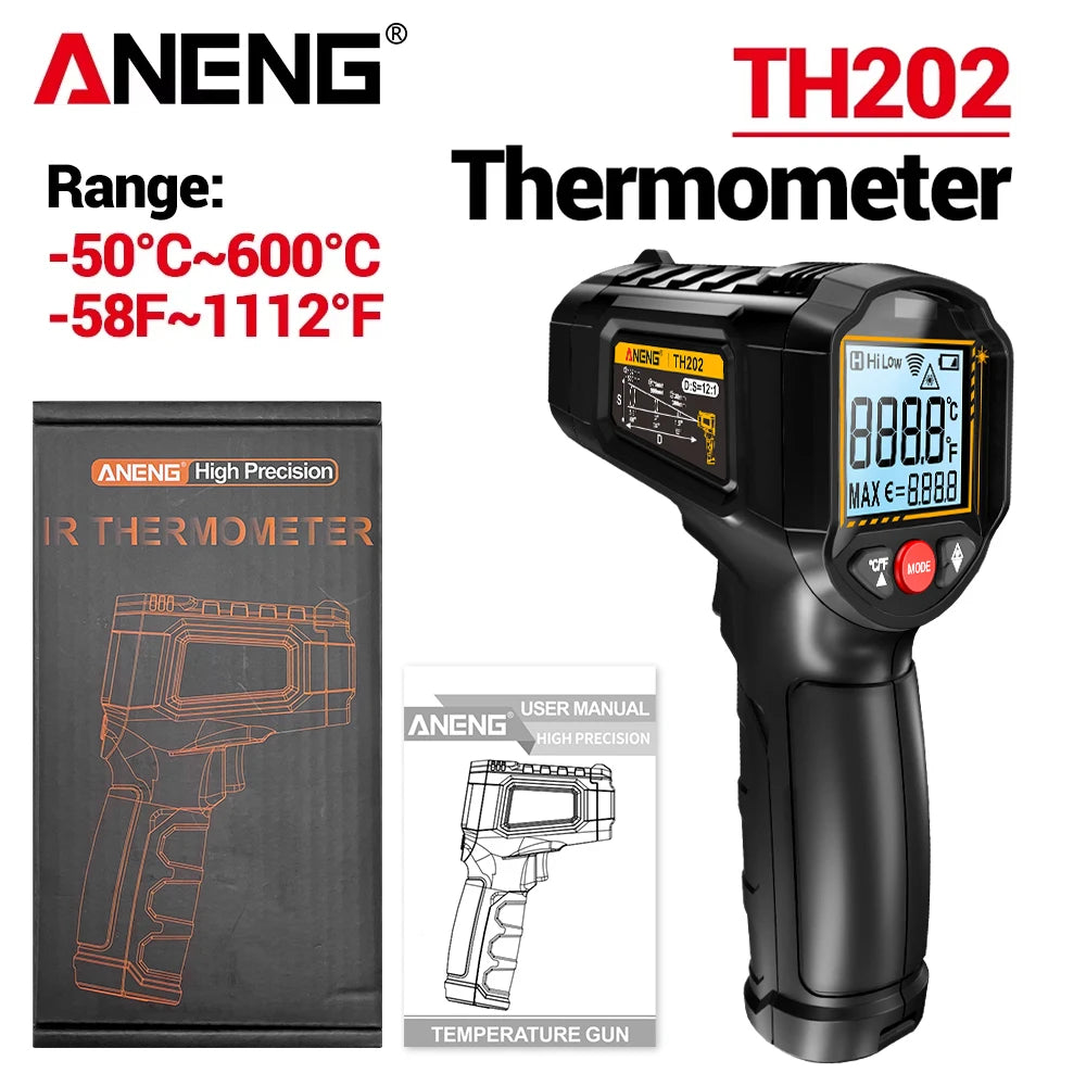 NEW TH202 Infrared Black/Red Color Thermometer Non-Contact -50~600℃ Digital Laser Temperature Meter LCD display Pyrometer Point Gun Tester