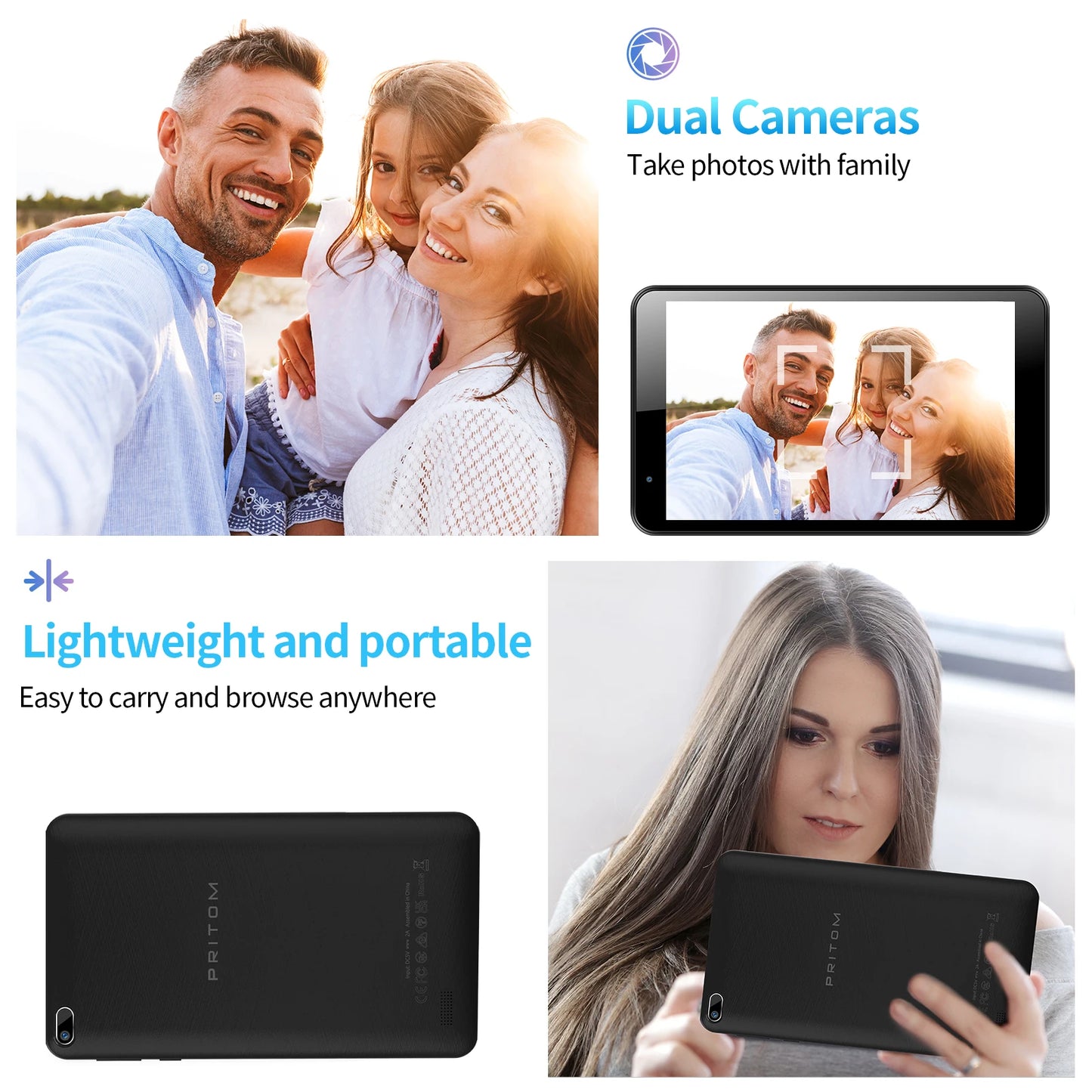 NEW 7" Inch Tablet PC 32 GB Android 11 with Quad Core Processor HD IPS Display Dual Camera WiFi with PU Protective Case Electronic Products Computer Accessories