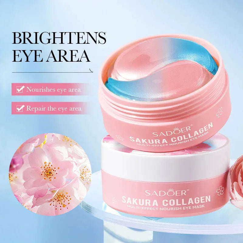 NEW Arrivals 60PCS Set Japanese Sakura Collagen Eye Mask Anti Dark Circles Eyes Bags Removal Moisturizing Firming Eye Patches Skin Care Supplies
