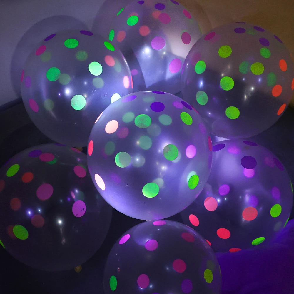 NEW 60PCS Set Happy Birthday Wedding Fluorescent Balloons Glow In The Dark Luminous Dots Latex Balloon For Birthday Wedding Party Decoration Gifts and Toys