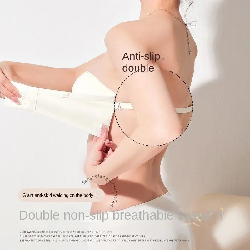 NEW Arrivals Black/White Color 12cm Extreme Push Up Strapless Bra for Small Chest Non-Slip Thick Padded Lingerie AA-A Cup Adhesive Bustier with Gathered Design