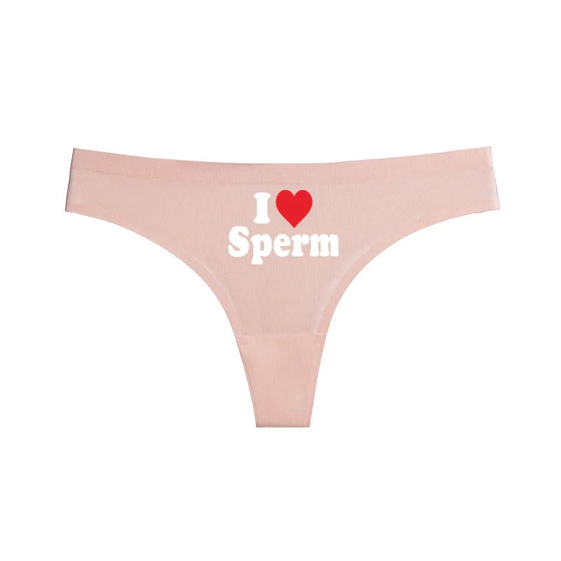NEW Arrivals *I LOVE SPERM* Women Sexy Thongs Lingerie G-String Plus Size Temptation Panties Underwear Sexy Accessories for Woman
