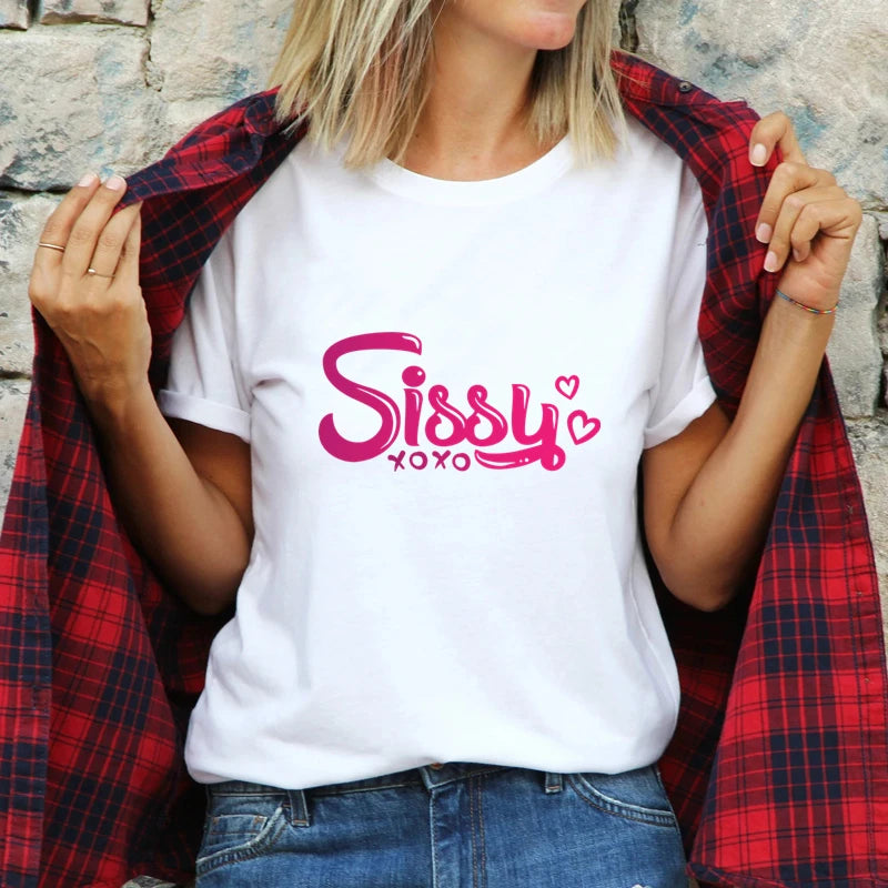 NEW Arrivals S-5XL Plus Size 4 Colors *SISSY* Letters Print T-Shirt New Female Sexy T-Shirt Kawaii Clothes Fashion Women Men Shirts Girl's Top Tee Oversized Streetwear Casual Clothing