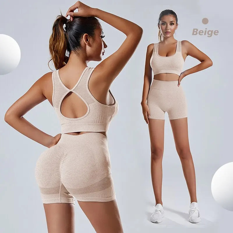 Workout Outfits for Women 2 Piece Acid Wash High Waist Butt Lifting Shorts Crop Top Exercise Set CZGUKE