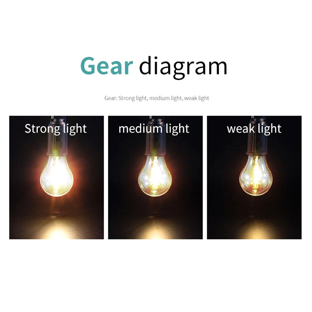 3 Modes LED Camping Light USB Rechargeable Lantern Waterproof Outdoor Flashlight Tent Light with Hook Portable Handheld Lamp