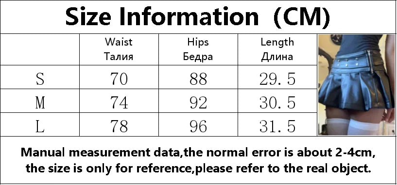 NEW Arrivals UK Size Leather Pleated Mini Skirt for Women Goth Belt Design Side Zipper Mini Rivet Skirts Streetwear Low Waist Sexy Micro Skirt Evening Night Club Rave Party Sexy Skirts
