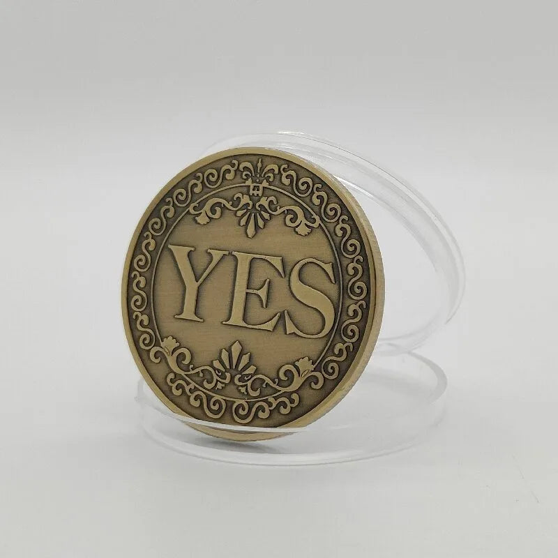 NEW 1PC Bronze Yes or No Commemorative Coin Souvenir Non-Currency Coins Game Prop Challenge Coins Collection Decoration Crafts