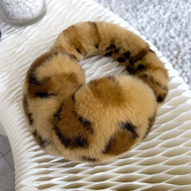NEW Arrivals 8 Colors 100% Real Rex Rabbit Fur Earmuffs for Women Girls Winter Snow Outerwear Ear Warmers Soft Warm Furry Ear Muffs for Cold Weather Ladies Luxury Fashion Apparel Accessories