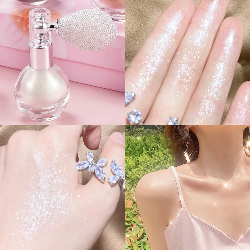 Waterproof Spray Liquid Highlighter Shiny Face Contour Cosmetic Glitter Diamond Body Bronzer Spray Highlight Illuminator Makeup