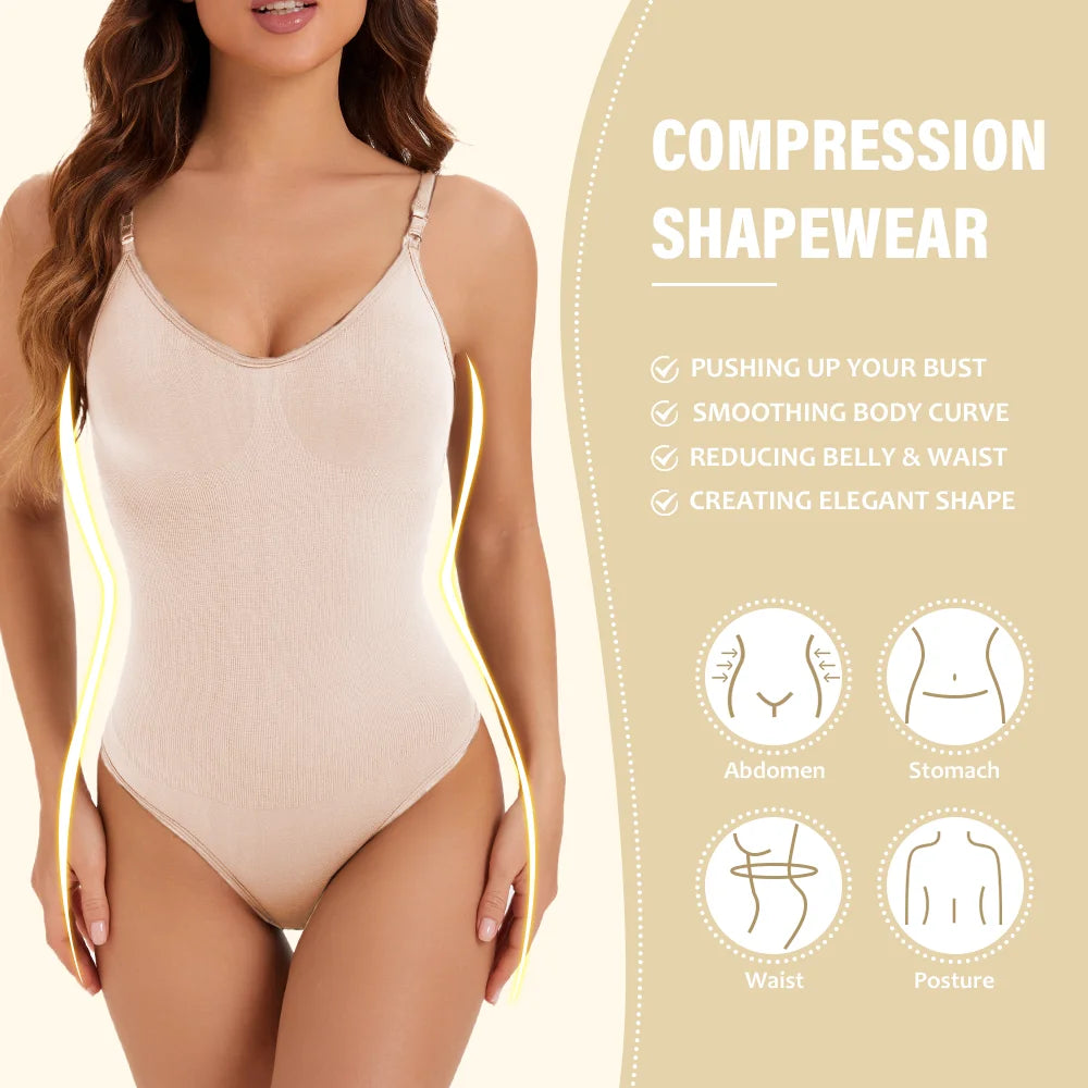 NEW Arrivals 2PCS Set S-2XL High Elastic Bodysuit for Women Tummy Control Shapewear Sexy Seamless Sculpting Thong Body Shaper Slimmer Slimming Black Tank