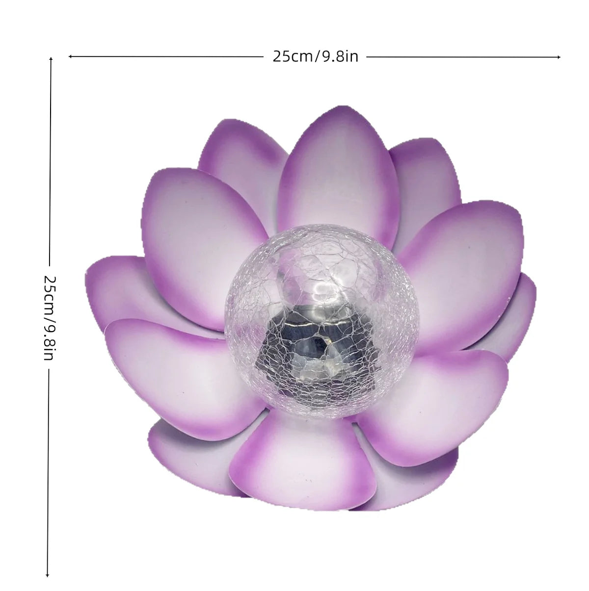 For Garden Lovers Solar Lotus Garden Light Weatherproof Outdoor Decorative Lighting Lotus with Crackle Glass Ball Solar Pathway Lawn Garden Patio Lights Lotus Home Villa Gardening Decor