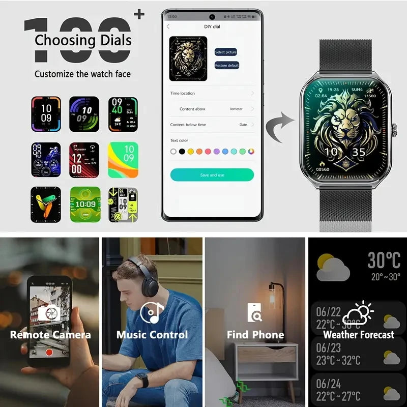 NEW Ultra Thin Smart Watch Women Men 1.96" AMOLED 360*360 HD Pixel Display Always Show Time Call Reminder Smartwatch Ladies For Huawei
