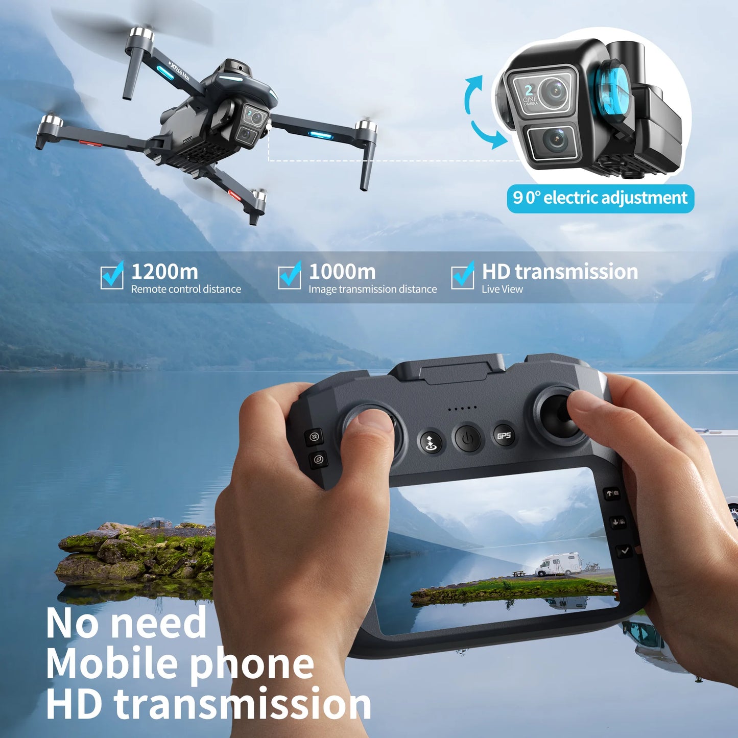 5G GPS XIAOMI NEW XT606 GPS Drone + 3 Batteries Set 8K HD 22 Languages Professional Dual Camera 5G WIFI FPV Obstacle Avoidance Brushless RC Quadcopter Drone