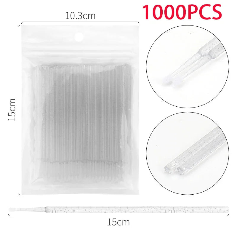 500/1000PCS 4 Colors Eyelash Wool Fiber Cleaning Brush Highly Colorful Crystal Brush Eyelash Micro Brush Beauty Makeup Clean Remover Tool Women Cosmetic Accessories