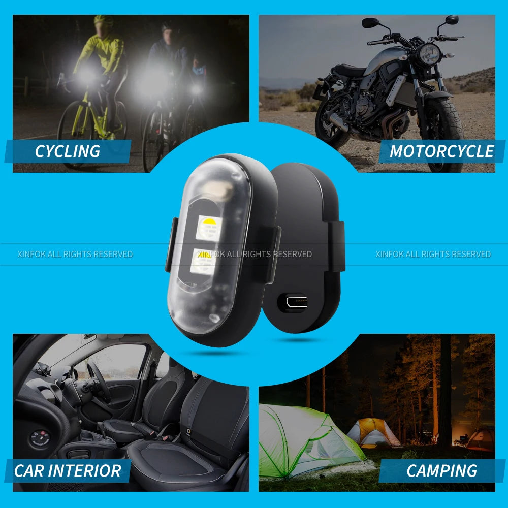 NEW Arrivals 2/4/8PCS Set Bicycle Motorcycle Helmet Strobe Light, APP Controlled RGB LED, Universal for Bicycle Scooter/Car/Helmets/Drone, IP67 5V Adhesive Lights Set Sports Supplies