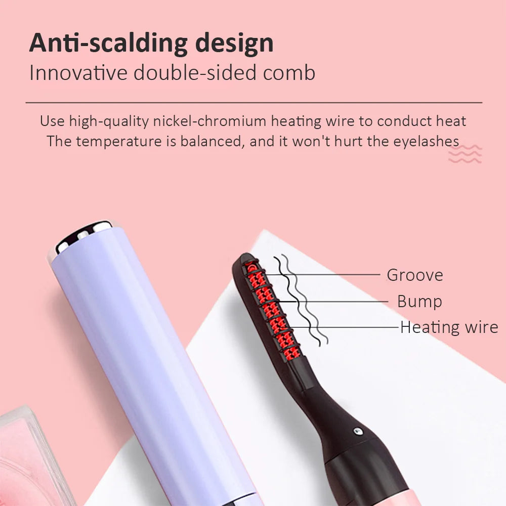 Electric Eyelash Curler Long-lasting Curling Perm Heating Eyelash Curling Brush Ironing Eyelash Comb Eyelash Styling Makeup Tool