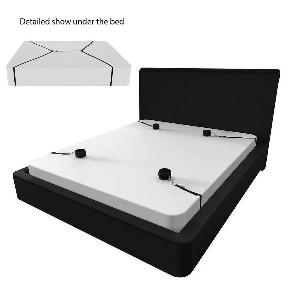 BDSM Bed Strap Bondage Alternative Binding on The Bed with Plush Binding Sex Toys,Flirting Handcuffs Footcuffs,Sm Self Bondage