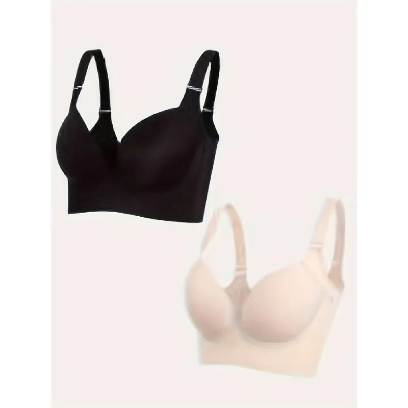 NEW Arrivals 2PCS- PLUS SIZE Chubby Women's Back Smoothing Bra Hides Back Fat Full Coverage Comfortable Seamless Bra Push-Up Bra Curvy Ladies Underwear Sets