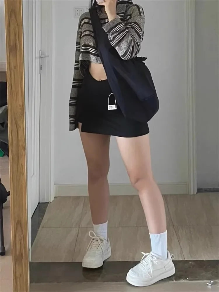 NEW Arrivals S-4XL Plus Size Sexy Hot Mini Skirt New Style Women's Summer Pear Shaped Slimming Black Skirt A- Line Flattering Body Shape Revealers Girls Sexy Streetwear Clothes
