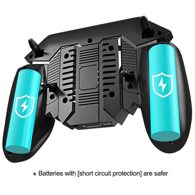 Mobile Game Controller 6 Fingers with Fan Trigger Gamepad Joystick for Android IOS Game Pad Mobile with Battery