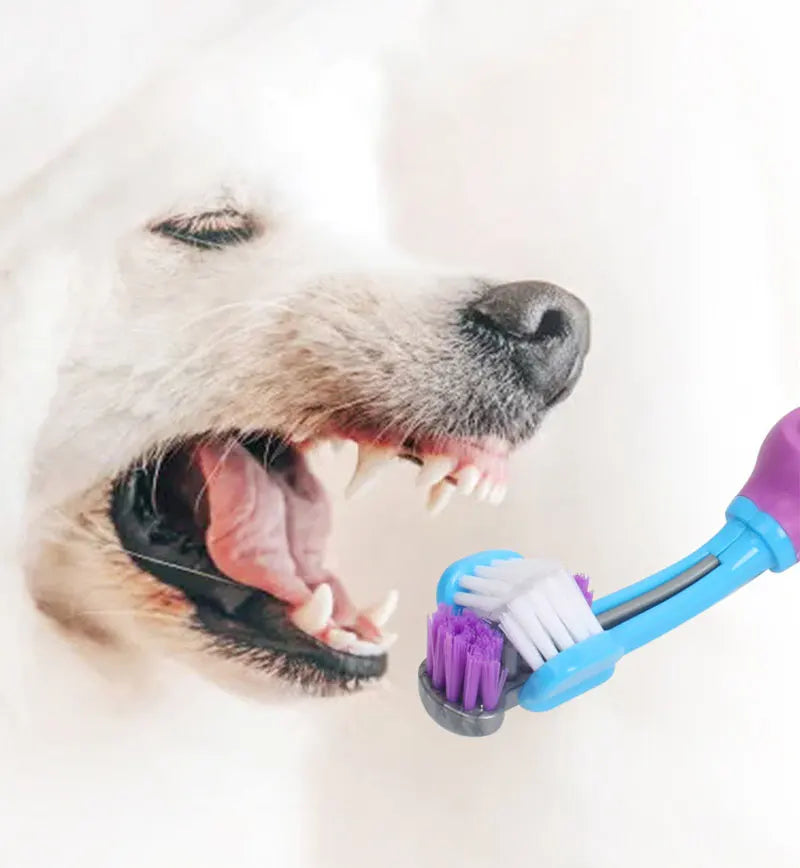 NEW Three Sided 5 Colors Pet Toothbrush Multi-Angle Toothbrush Cleaning Dog Cat Brush Bad Breath Pet Dental Care Cat Cleaning Mouth Hygiene Accessories Pets Supplies