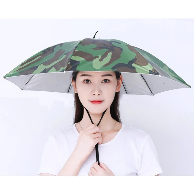 NEW Arrivals 1PC Fishing Hat Umbrella Children Adult Large Hat Head Wearing Umbrella Hat Men and Women Outdoor Folding Weather Umbrella