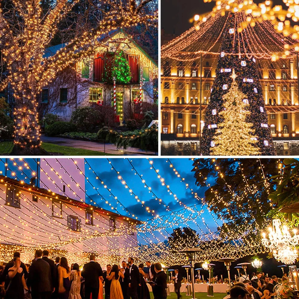 22M-300LED/32M-300LED Solar Powered Outdoor Fairy Lights IP65 Waterproof 8 Lighting Modes Suitable for Christmas Decoration Wedding Decoration Accessories Supplies