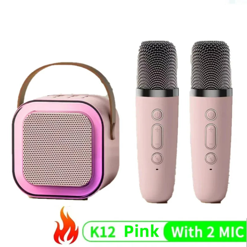 NEW Arrivals K12 Karaoke Machine Portable Bluetooth 5.3 PA Speaker System with 1-2 Wireless Microphones Home Family Singing Children's Gifts